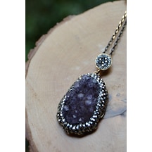 Stoneage Jewellery Kadın Kolye Özel Tasarım Ametist Doğal Taş Kahverengi