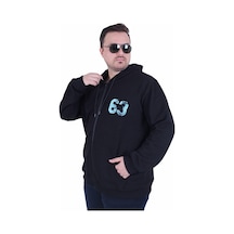 Starbattal Büyük Beden Kapüşonlu Sweat Double Face Sixty Three 25704 Sıyah Siyah