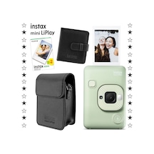 Instax Mini Liplay Hybrid Matcha Green Fotoğraf Makinesi + 20'li Film Albüm + Deri Kılıf Set