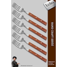 Hand Craft Serisi 6 Parça Steak Et Kahvaltı Yemek Çatalı Mft-865 Gül