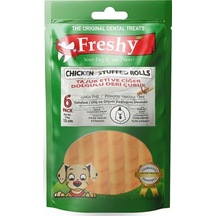 Freshy Chicken Rolls Tavuk Eti Ve Ciğer Dolgulu Deri Çubuk Köpek Ödülü 13 Cm 6 Adet 120 Gr