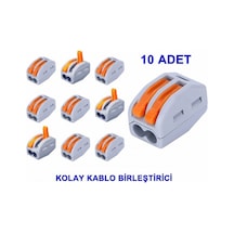 10x Spring Lever 2 Pin Yaylı Klemens Konnektör Terminal Blok Bağlantı Soketi