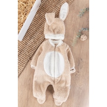 Babymod Tavşan Şapkalı Kuzu Welsoft Kız/Erkek Bebek Kışlık Tulum 001