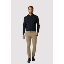 İgs Bej Beli Lastikli İpli Erkek Pantolon Konfor Kalıp-25957