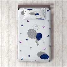 Bebek Ve Çocuk Odası Kelebek Balon Ve Yıldız Desenli, Organik Boyalı, Renkli Yatak Örtüsü Seti Toplam 2 Parça 1 Adet Yatak Örtüsü 140x220cm, 1 Adet
