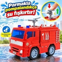 Su Fışkırtan İtfaiye Aracı - Sesli Işıklı Sürtmeli İtfaiye Panzeri Lisinya Kırmızı