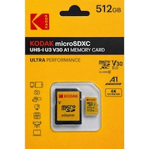 Kodak 512gb Uhs-ı U3/v30/a1 Colorful Yellow Micro Sd Hafıza Kartı + Adaptör