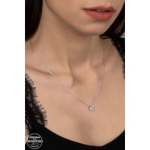 Union Swarovski Zirconia Kadın Pırlanta Montür Gümüş Kolye (550095093)