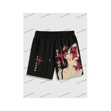 Tarzsokak Y2k Unisex Yaz Şort Bermuda Harajuka Anime Retro Kod-11539 Siyah