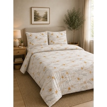Çift Kişilik Nevresim Takımı %100 Pamuk 200x220 Lastikli Çarşaflı 160x200 Sarı