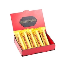Sevdiklerinize Özel Kırmızı Ahşap Hediye Kutusunda 5 Adet Toblerone ( Seni Seviyorum Yazılı )