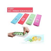 Yapışmaz Silikon Bas Çıkar Buzluk Küp Şekilli Buz Kalıbı 4 Adet Renkli Silikon Diğer