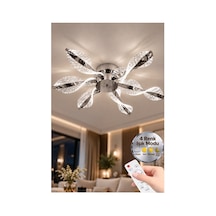 Mars Model Gümüş Kumandalı 6"lı Ledli 3 Renk Modu Kristal Salon Mutfak Yatak Çocuk Odası Avize