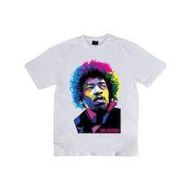 Stoned&Fame Erkek Beyaz Jimi Hendrix Baskılı T-shirt Beyaz