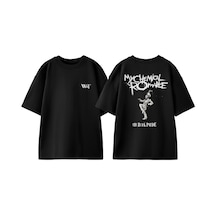 Thewert My Chemical Romance 1 Tasarım Sırt Baskılı Pamuk Siyah Oversize T-shirt