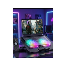Rgb Işıklı Laptop Soğutucu Stand Çift Fanlı Sessiz Çalışan Ayarlanabilir Renkli