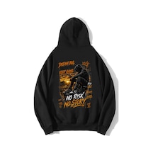 Brz Collection Unisex Oversize No Risk No Story Hoodie Siyah