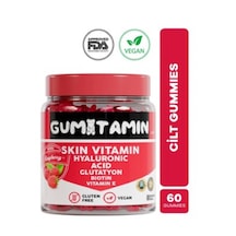 Gumitamin Cilt Vitamini Vegan Gummy, Hyaluronik Asit, Glutatyon, Biotin, Vitamin E, Dogal Ahududu Aromalı