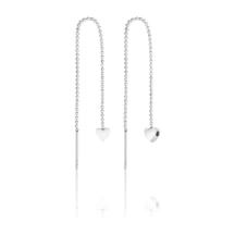 Azuris Silver Azuris 925k Gümüş Sıralı Top Zincir Mini Kalp Küpe Gümüş