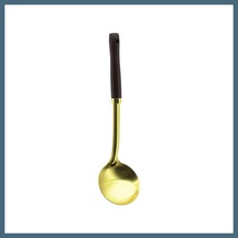 Bezos Metal Servis Kepçe Ahşap Saplı 35cm Altın Agc