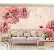 Soft Renkler Romantik 3 Boyutlu Çiçekler Duvar Kağıdı