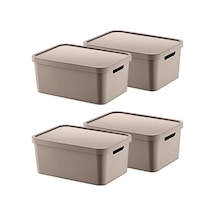 Bej Renkli 4,5 Lt Kapaklı Saklama Kutusu, Çok Amaçlı Kullanım İçin İdeal 0