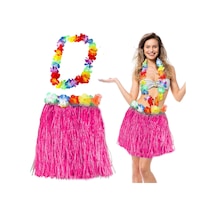 Mey İthalat Hawaii Luau Aloha Pembe Püsküllü 40 Cm Etek Ve Hawaii Kolye Seti Diğer