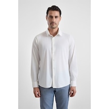 Süvari Beyaz Slim Klasik Yaka Düz Casual Gömlek Gm1008400364-bey