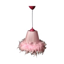 Pembe Tüylü Avize Kız Çocuk Odası Yatak Odası Avizesi Pembe Plast