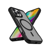 More Tr Apple Uyumlu iPhone 16 Pro Uyumlu Magsafe Şarj Özellikli Renkli Kenar Airbag Şeritli Mtr Lamer Kapak-siyah