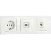 Ovivo Grano Beyaz Üçlü Set Topraklı Priz+tv Prizi+nümeris+üçlü Çerçeve