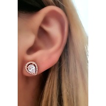 Pırlanta Işıltısında Swarovski Taşlı Gümüş Tek Taş Damla Küpepırl