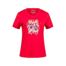 2as Alone Baskılı V Yaka Kadın T-shirt 402 Kırmızı