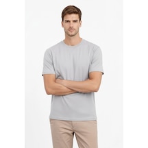 Barlashive Erkek Bisiklet Yaka Yazlık Kısa Kol Düz Tişört Regular Kalıp T-shirt - Gri Çok Renkli