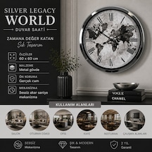 Silver Legacy World 60 X 60 Cm Metal Duvar Saati Krom