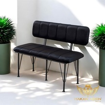 By Hakan Aşkın Siyah Metal Ayaklı Metal Alt Kasalı Line Style New 2025 Sırtlı Bench & Bank Siyah