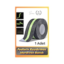 Bant 1 Adet Fosforlu Kaydırmaz Merdiven Bandı 5 Cm X 3 M Fotolümenli Yeşil Zemin Güvenlik Basamak