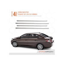 Peugeot 301 Krom Cam Çıtası 4 Parça Paslanmaz Çelik 2012 Ve Üzeri