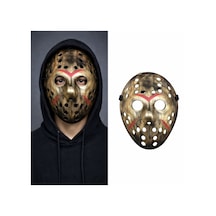 Bakır Renk Kırmızı Çizgili Tam Yüz Hokey Jason Maskesi Flzdgnkr - 13 Hannibal Maskesi