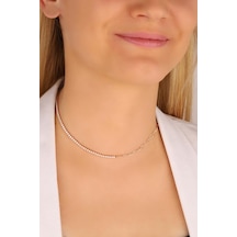 Yarısı Suyolu Yarısı İtalyan Zincirli Gümüş Choker Kolye Rose Gold
