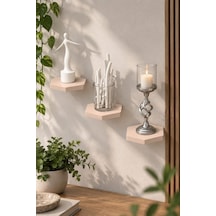 Sulorahome 3'lü Altıgen Duvar Rafı Seti Krem Bej