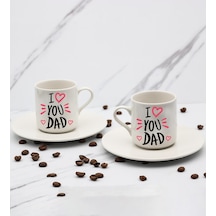 I Love You Dad Baskılı 2'li Türk Kahve Fincanı Hediye Seti Babalar Gününe Özel Hediye B2