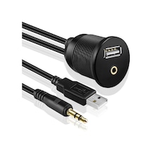 Araç Paneline Uygulanabilir Ses-USB Uzatma Kablosu - 2 Metre