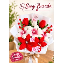 Hediyelik Kırmızı Ve Beyaz Buket Lale Ve Lilyum Kırmızı - 934263335 Kırmızı