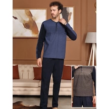 Bone Club 5783 Erkek Pijama Takımı İndigo V1 Indigo - Mavi