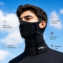 Nukrowear Airflex Kulak Askılı Yarım Balaklava Siyah
