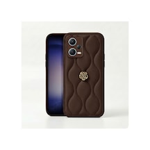Xiaomi Redmi Note 12 Pro 5g  Kılıf Çiçekli Dalgalı Deri Kılıf Kahverengi