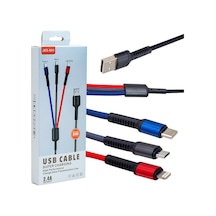Powermaster Jkx-44 Usb To Mıcro Usb Type-c Lıghtnıng 3'lü 2.4 Amper Sarj Kablosu