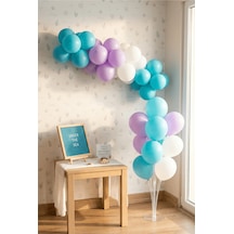 Deniz Kızı Deniz Altı Doğum Günü Süsleme Deluxe Set Mavi Keçe Yazı Panosu Standlı Pompa Balon Zincirli 7 Li Şeffaf Balon Standlı 1 - 12 Yaş