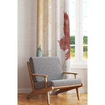 Autumn Leaves Desenli Süet Oturma Odası Salon Fon Perde Baskılı Ekstrafor Büzgü Tek Kanat Prd-1060 Çok Renkli